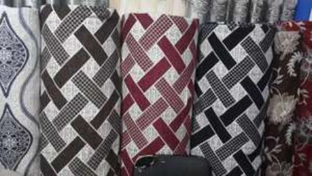 Geometric jacquard curtain